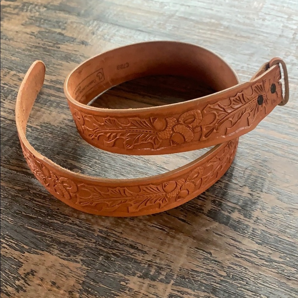 New leather belt tooled with Acorn and leaves